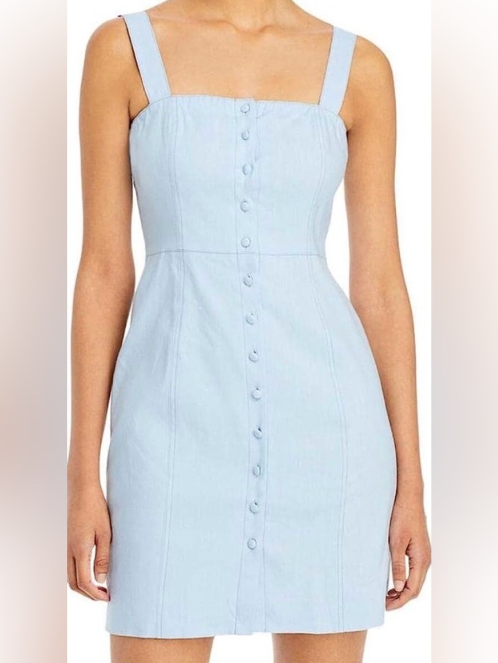 Theory Light Blue Button-Front Mini Dress